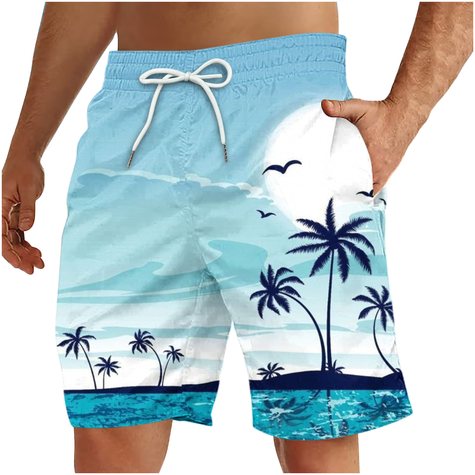 TKYCMSUAKI Plus Size Clearance Mens Hawaiian Swim Shorts Summer Tropical Printed Bathing Suit Swimwear Big and Tall Elastic Waist Drawstring Swimming Trunks Casual Quick Dry 5 Inch Beach Shorts